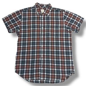 Gap Men’s Lived-In Short Sleeve Button Down Red Blue Size Medium